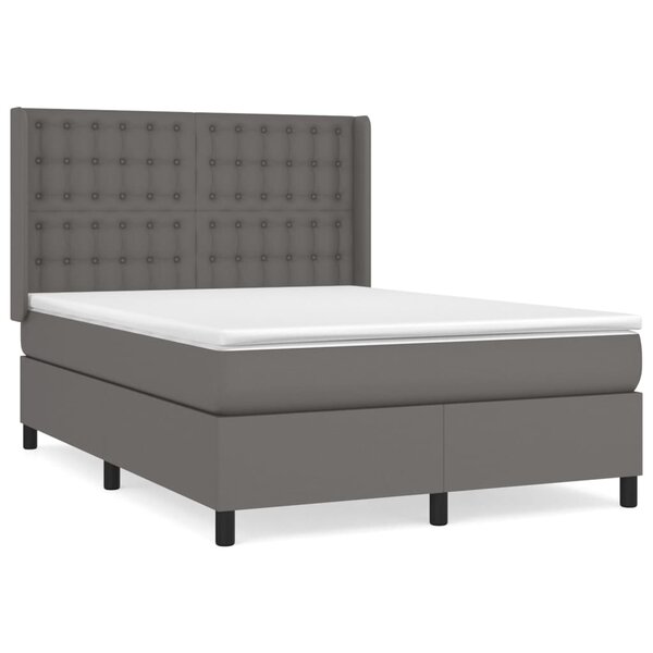 vidaXL Sommier à lattes de lit avec matelas Gris 140x190 cm Similicuir