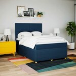 vidaXL Sommier à lattes de lit avec matelas Bleu 140x200 cm Tissu