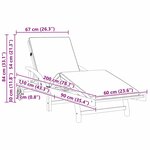 vidaXL Chaise longue pliable avec roues & coussin Beige en bois d'acacia massif