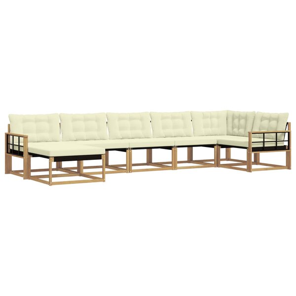 vidaXL Ensemble de canapés d'extérieur 7 Pièces Blanc et crème