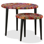 vidaXL Table basse 2 Pièces Détails tissés chindi Multicolore