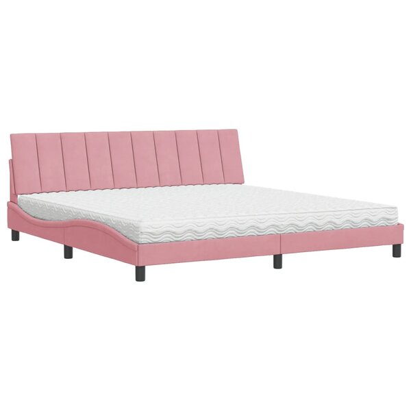 vidaXL Lit avec matelas Hanko rose 200x200 cm velours