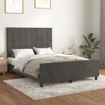 vidaXL Cadre de lit avec tête de lit Gris foncé 140x200 cm Velours