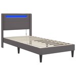 vidaXL Cadre de lit avec bandes LED Gris 90 x 190 cm Simili cuir