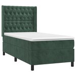 vidaXL Sommier à lattes de lit matelas et LED Vert foncé 100x200 cm