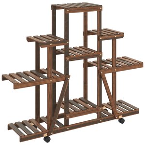 vidaXL Support à fleurs avec roues 110x25x101 cm bois massif de sapin