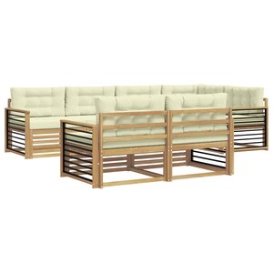 vidaXL Ensemble de canapés d'extérieur 7 Pièces Blanc et crème Polyester