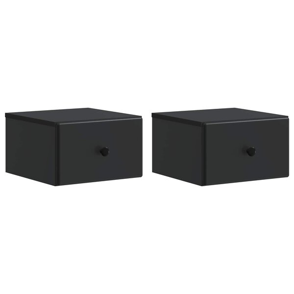 vidaXL Cabinet de chevet mural 2 Pièces Noir 34 5 x 33 x 20 cm