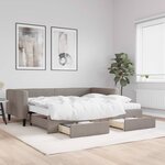 vidaXL Lit de jour avec gigogne et tiroirs taupe 90x200 cm tissu