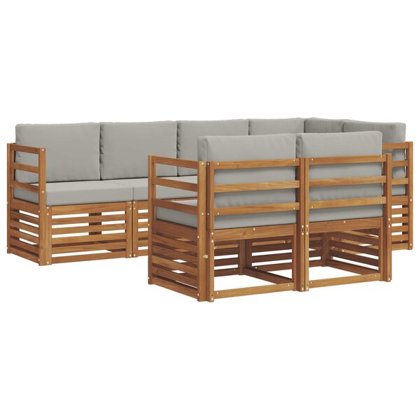 vidaXL Ensemble de canapé d'angle 7 Pièces Gris Naturel et Clair