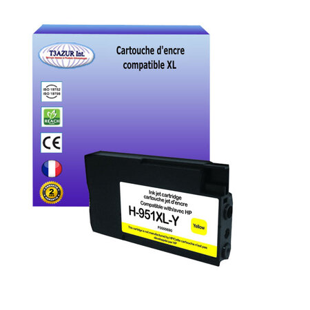 Cartouche compatible avec HP OfficeJet Pro 251DW, 276DW, 8100, 8600 remplace HP 951XL Jaune - T3AZUR