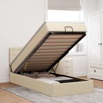 vidaXL Lit ottoman avec matelas et LED crème 90x200 cm tissu