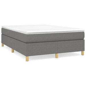 vidaXL Sommier à lattes de lit avec matelas Gris foncé 140x190cm Tissu