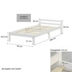 lit en bois pin simple 90x200 blanc