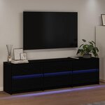 vidaXL Meuble TV avec tiroir Noir 182 x 34 x 50 cm Bois d'ingénierie
