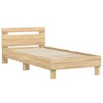 vidaXL Cadre de lit tête de lit et lumières LED chêne sonoma 75x190 cm