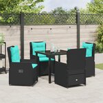 vidaXL Ensemble de 5 pièces de mobilier de jardin - Rattan Poly Noir