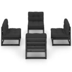 vidaXL Salon de jardin 4 Pièces avec coussins Bois de pin massif