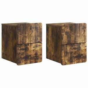 vidaXL Cabinet de chevet mural 2 Pièces Chêne fumé 33 x 34 5 x 43 cm