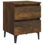 vidaXL Table de chevet avec pieds en métal Chêne fumé 40x35x50 cm