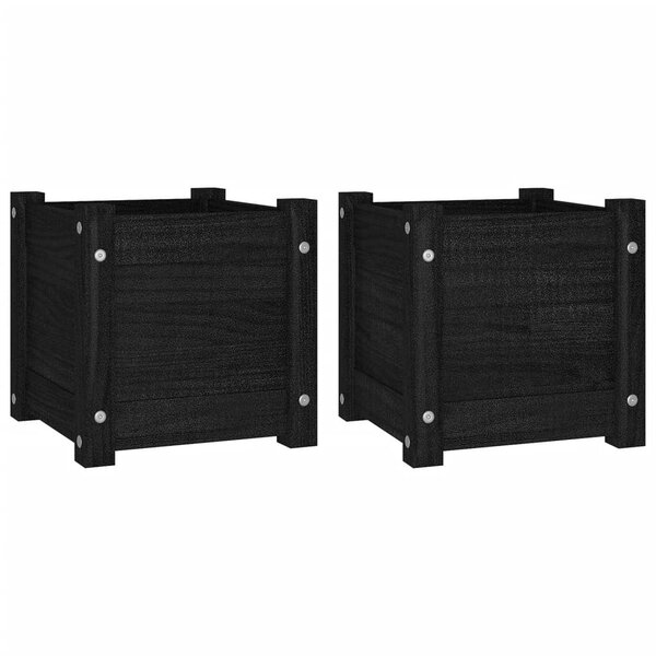 vidaXL Jardinières d'extérieur 2 Pièces Noir 31x31x31 cm Bois de pin