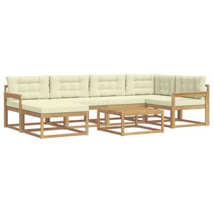 vidaXL Ensemble de canapés d'extérieur 7 pc Blanc et crème