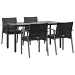 vidaXL Ensemble à manger de jardin 5 Pièces coussins résine tressée acier
