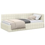 vidaXL Cadre de lit d'angle Crème 100 x 200 cm Velours