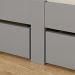 Lit simple 90x200 cm gris en pin massif  2 tiroirs de rangement et sommier a lattes