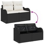 Ensemble de Canapé de Jardin vidaXL 7 Pièces avec Coussins Rattan Noir Poly
