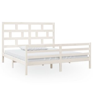 vidaXL Cadre de lit sans matelas blanc bois massif