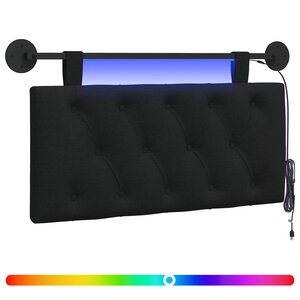 vidaXL Tête de lit suspendue Avec lumière LED Noir Tissu