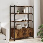 vidaXL Bibliothèque à 3 niveaux chêne fumé 70x30x109 5 cm