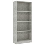 vidaXL Bibliothèque 4 niveaux Gris béton 60x24x142cm Bois d’ingénierie