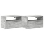 vidaXL Tables de chevet murales 2 Pièces gris béton 45x26x28 5 cm