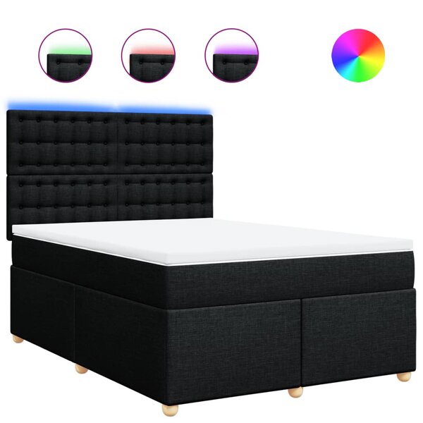 vidaXL Sommier à lattes de lit avec matelas Noir 140x200 cm Tissu