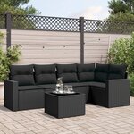 vidaXL Salon de jardin 6 Pièces avec coussins noir résine tressée