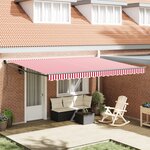 vidaXL Auvent Automatique Rétractable Rayé Rouge et Blanc 450x300 cm