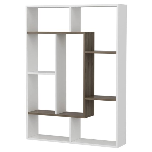 Homemania bibliothèque liam 100x22x136 cm blanc et noyer