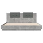 vidaXL Cadre de lit avec LED sans matelas gris béton 200x200 cm