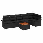 vidaXL Ensemble de canapé de jardin avec stockage 7 Pièces Noir polyrotin