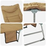vidaXL Transat pliant avec coussin 2 Pièces Beige
