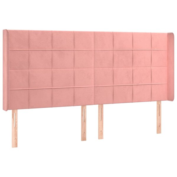 vidaXL Tête de lit avec oreilles Rose 203x16x118/128 cm Velours