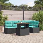 vidaXL Ensemble de salle à manger pour jardin 6 Pièces Noir et Sarcelle