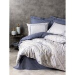 Parure de lit - housse de couette 220 x 240 + 2 taies d'oreiller 60 x 60 coton renforcé - Bleu