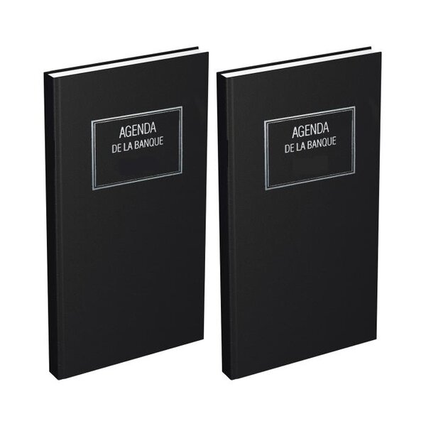 Agenda Banquier Long 15 x 34 cm 2 Volumes 1 jour/2 pages Noir LECAS