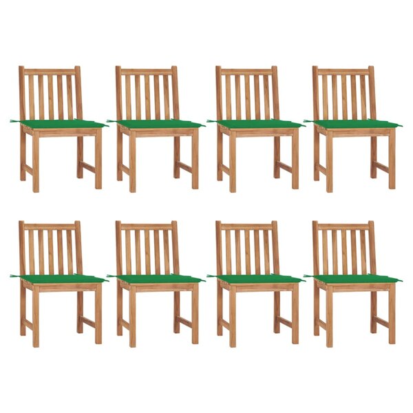 vidaXL Chaises de jardin lot de 8 avec coussins Bois de teck massif