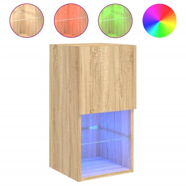 vidaXL Meuble TV avec lumières LED chêne sonoma 30 5x30x60 cm