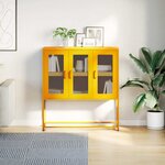 vidaXL Buffet jaune moutarde 100 5x39x107 cm acier laminé à froid