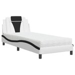 vidaXL Lit Viana avec matelas blanc et noir 90x190 cm similicuir